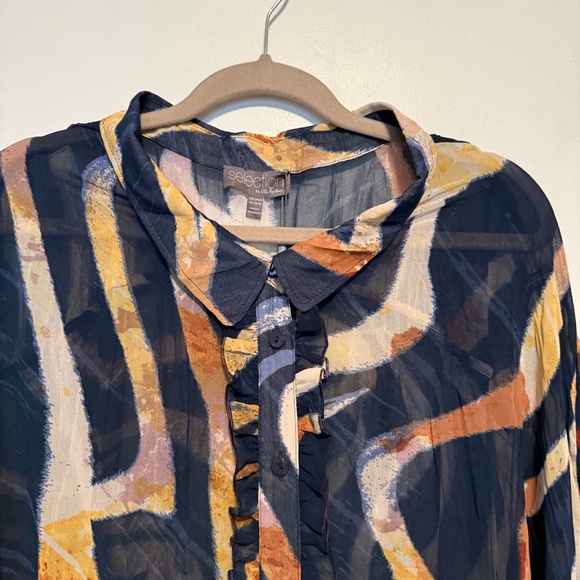 NWT Selection by Ulla Popken Sheer Print Tunic Blouse Plus Size 36/38 - Picture 3 of 14